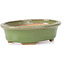 Oval green bonsai pot by Hattori - 130 x 102 x 35 mm