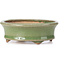 Pot à bonsaï vert ovale par Hattori - 108 x 93 x 36 mm