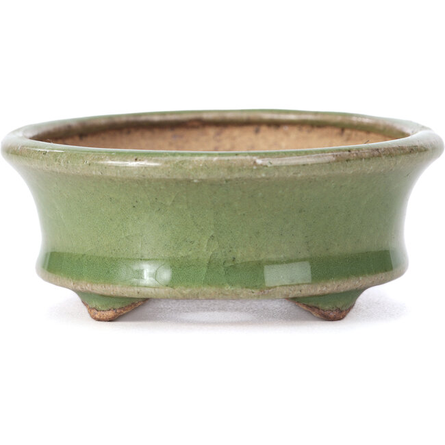 Ovale groene bonsaipot van Hattori - 108 x 93 x 36 mm