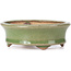 Oval green bonsai pot by Hattori - 108 x 93 x 36 mm