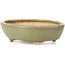 Oval green bonsai pot by Hattori - 132 x 102 x 35 mm