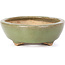 Oval green bonsai pot by Hattori - 132 x 102 x 35 mm