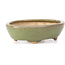 Oval green bonsai pot by Hattori - 132 x 102 x 35 mm