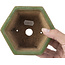 Hexagonal green bonsai pot by Hattori - 130 x 114 x 73 mm