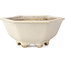 Hexagonal white bonsai pot by Hattori - 155 x 140 x 70 mm