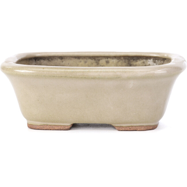 Rectangular beige bonsai pot by Hattori - 126 x 100 x 45 mm