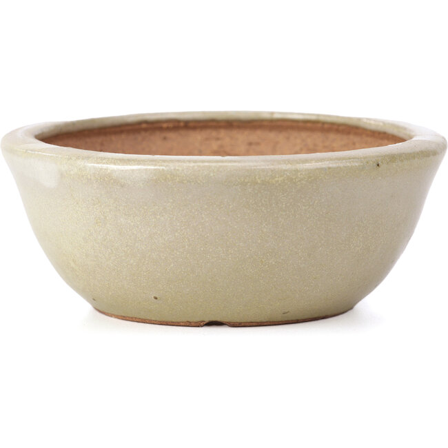 Maceta de bonsái redonda beige de Hattori - 117 x 117 x 46 mm