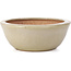 Round beige bonsai pot by Hattori - 117 x 117 x 46 mm