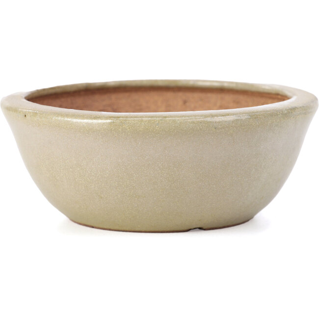 Pot à bonsaï rond beige par Hattori - 117 x 117 x 46 mm
