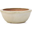 Round beige bonsai pot by Hattori - 117 x 117 x 46 mm