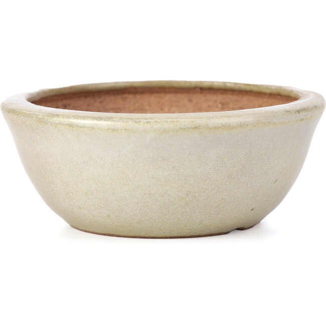 Maceta de bonsái redonda beige de Hattori - 117 x 117 x 46 mm