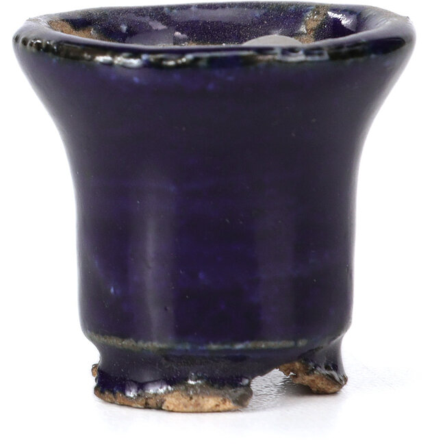 Runde blaue Bonsaischale von Hattori - 31 x 31 x 29 mm