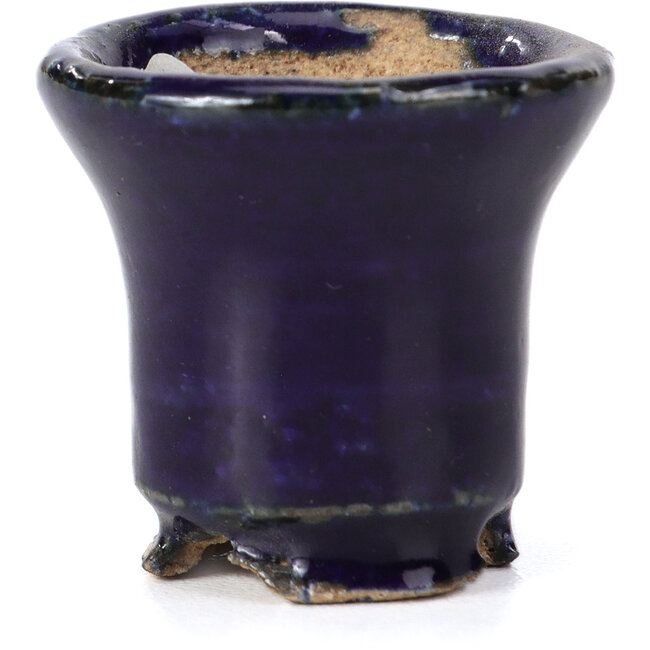 Pot à bonsaï rond bleu par Hattori - 31 x 31 x 29 mm