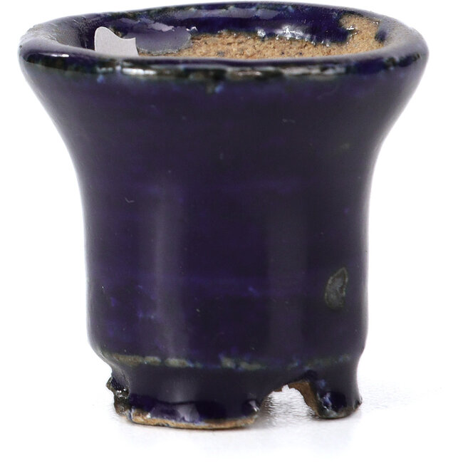 Round blue bonsai pot by Hattori - 31 x 31 x 29 mm