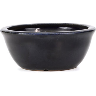  Hattori Tomoyuki 128 mm lotus blue bonsai pot by Hattori, Tokoname, Japan