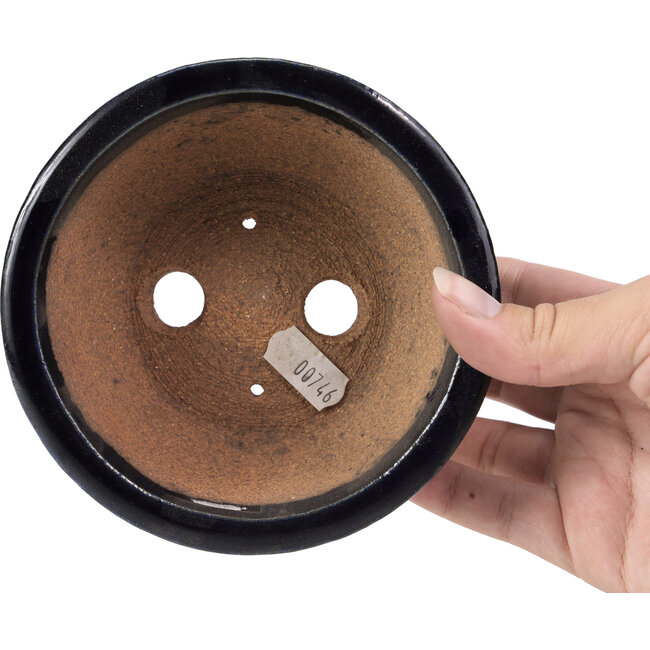 Lotus blue bonsai pot by Hattori - 128 x 128 x 38 mm