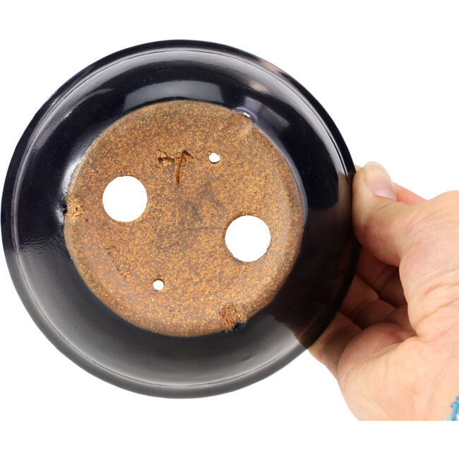 Lotosblaue Bonsaischale von Hattori - 128 x 128 x 38 mm