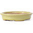 Oval yellow bonsai pot by Hattori - 131 x 104 x 23 mm