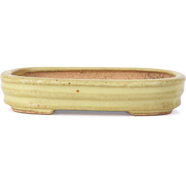 Pot à bonsaï rectangulaire jaune par Hattori - 128 x 90 x 25 mm