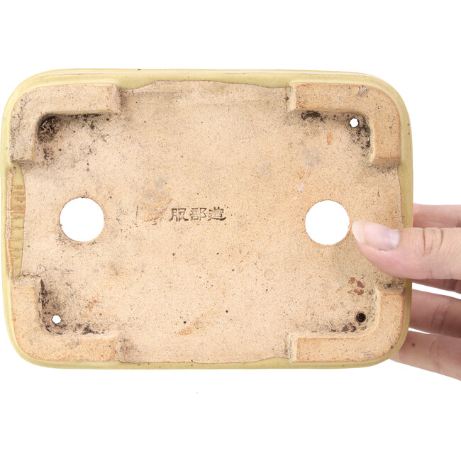 Vaso per bonsai rettangolare giallo di Hattori - 148 x 113 x 48 mm