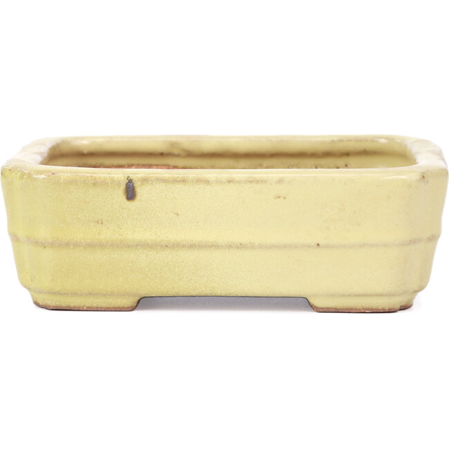 Pot à bonsaï rectangulaire jaune par Hattori - 148 x 113 x 48 mm