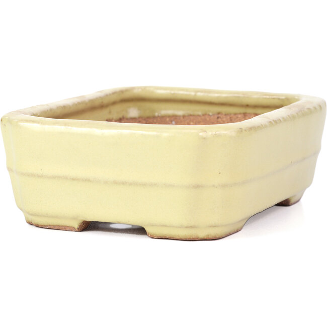 Vaso per bonsai rettangolare giallo di Hattori - 148 x 113 x 48 mm