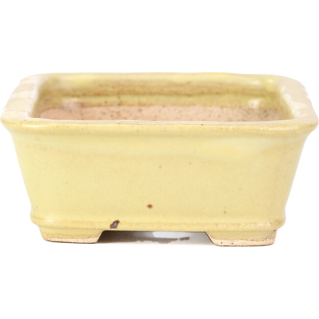 Vaso per bonsai rettangolare giallo di Hattori - 142 x 105 x 43 mm