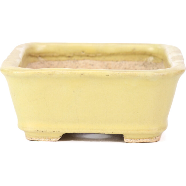 Rechthoekige gele bonsaipot van Hattori - 142 x 105 x 43 mm