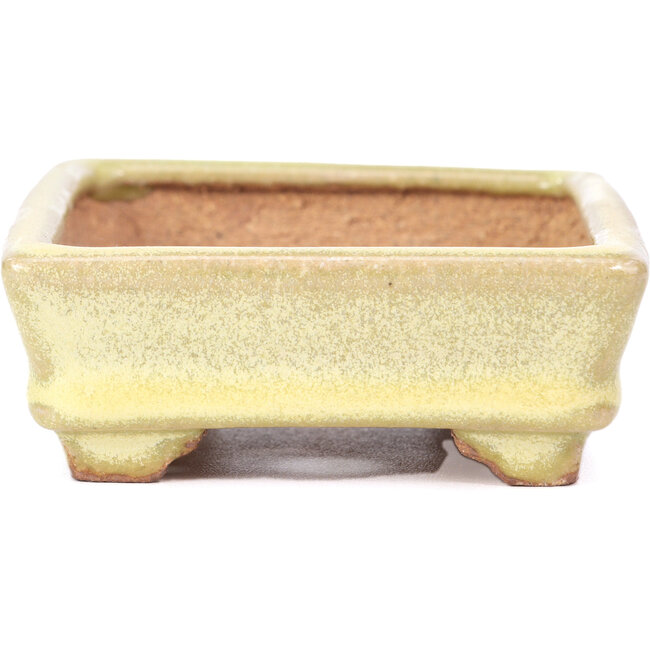 Vaso per bonsai rettangolare giallo di Hattori - 129 x 94 x 34 mm