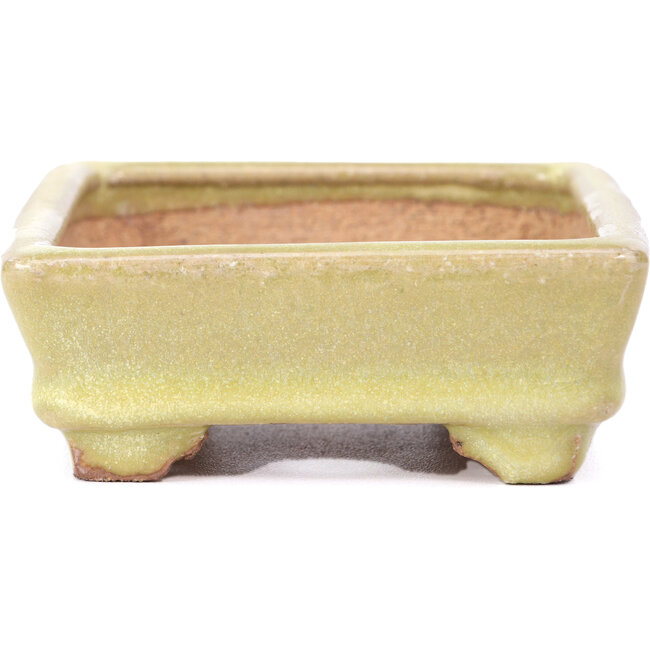 Vaso per bonsai rettangolare giallo di Hattori - 129 x 94 x 34 mm