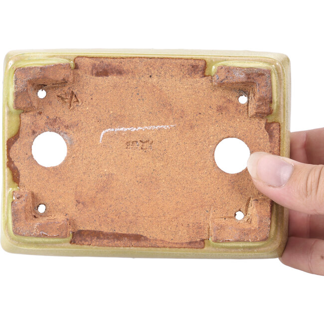 Vaso per bonsai rettangolare giallo di Hattori - 105 x 81 x 33 mm