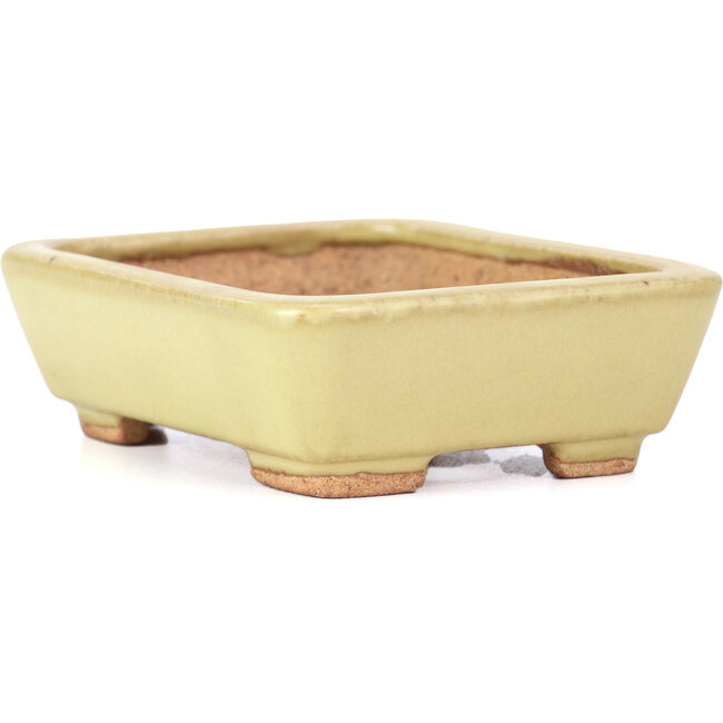 Vaso per bonsai rettangolare giallo di Hattori - 106 x 82 x 32 mm