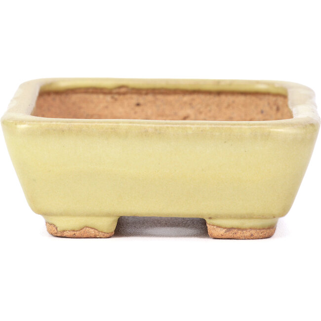 Vaso per bonsai rettangolare giallo di Hattori - 106 x 82 x 32 mm