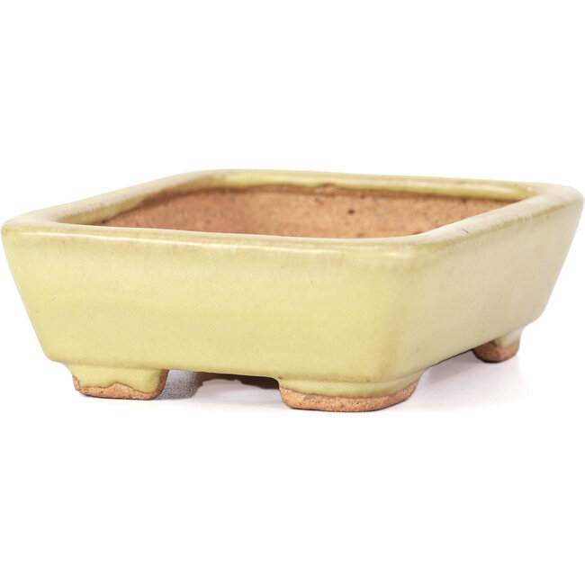 Vaso per bonsai rettangolare giallo di Hattori - 106 x 82 x 32 mm