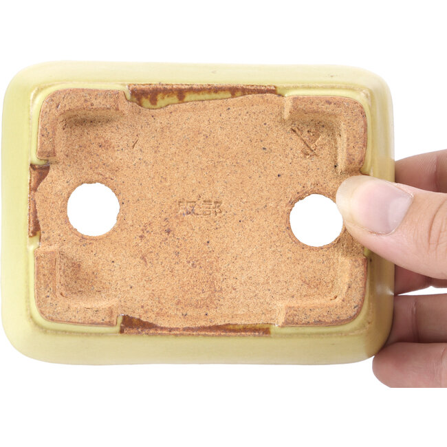 Vaso per bonsai giallo loto di Hattori - 130 x 126 x 72 mm