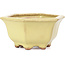 Hexagonal yellow bonsai pot by Hattori - 130 x 115 x 64 mm