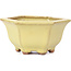 Hexagonal yellow bonsai pot by Hattori - 130 x 115 x 64 mm