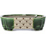 Rectangular green bonsai pot by Terahata Satomi Mazan - 161 x 125 x 45 mm