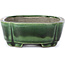 Rectangular green bonsai pot by Terahata Satomi Mazan - 161 x 125 x 45 mm