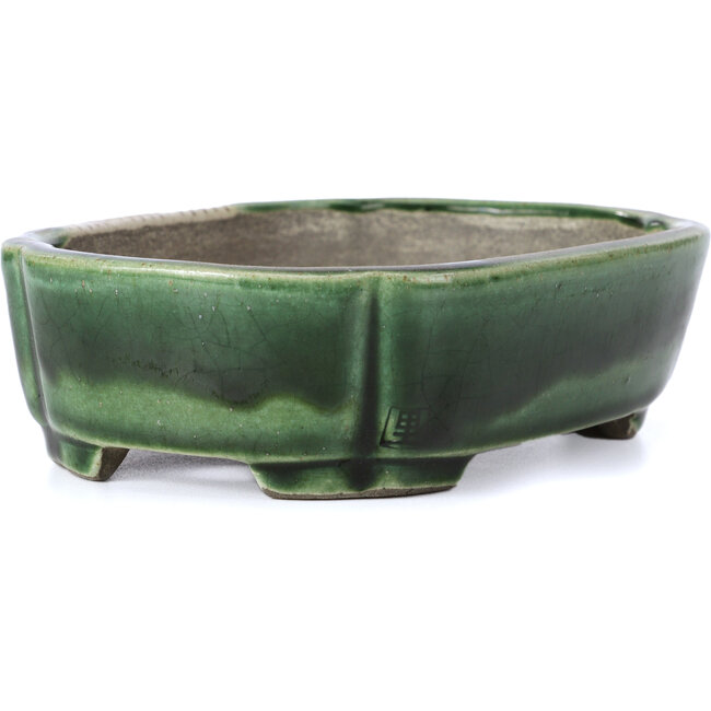 Vaso per bonsai rettangolare verde di Terahata Satomi Mazan - 161 x 125 x 45 mm