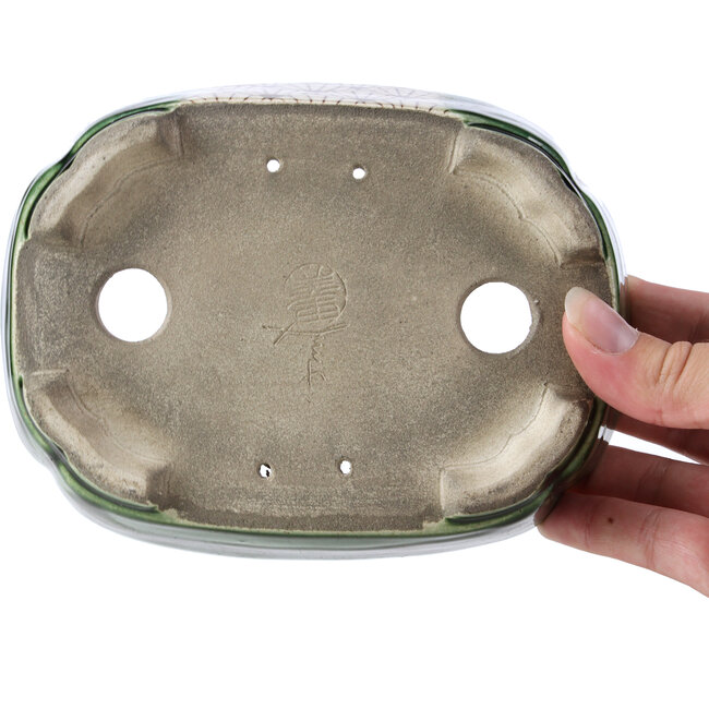 Vaso per bonsai rettangolare verde di Terahata Satomi Mazan - 161 x 125 x 45 mm