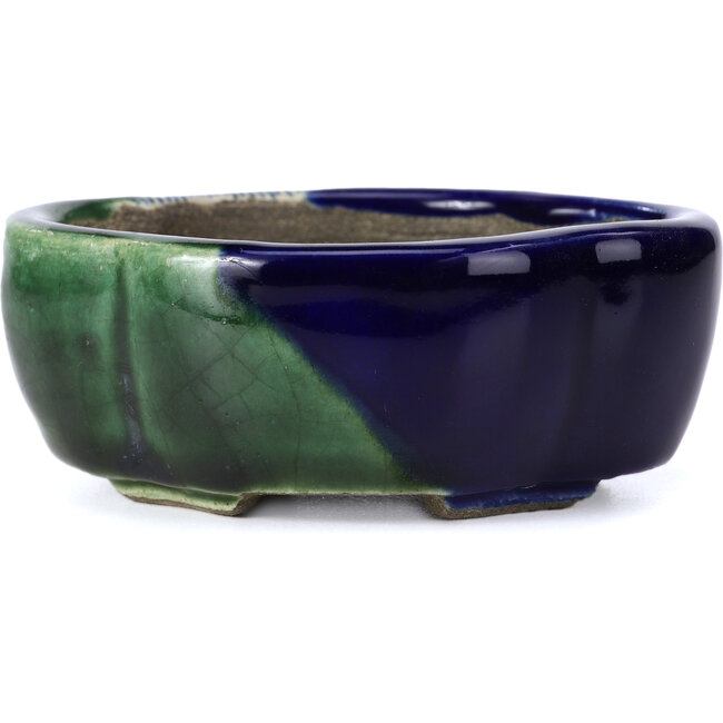 Maceta de bonsái azul Mokko de Terahata Satomi Mazan - 101 x 87 x 40 mm