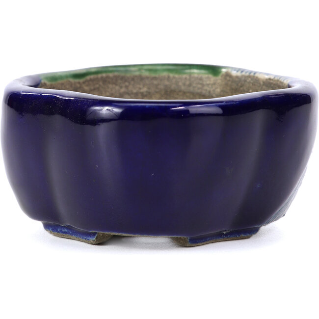 Vaso per bonsai blu Mokko di Terahata Satomi Mazan - 101 x 87 x 40 mm