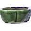 Mokko green bonsai pot by Terahata Satomi Mazan - 101 x 87 x 40 mm