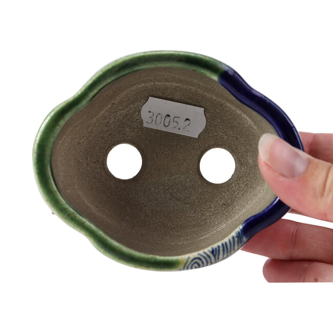 Pot à bonsaï Mokko vert par Terahata Satomi Mazan - 101 x 87 x 40 mm