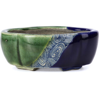  Satomi Mazan, Mazan Terahata Pot à bonsaï vert mokko 101 mm par Terahata Satomi Mazan, Tokoname, Japon