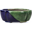 Mokko green bonsai pot by Terahata Satomi Mazan - 101 x 87 x 40 mm