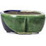 Mokko green bonsai pot by Terahata Satomi Mazan - 101 x 87 x 40 mm