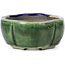 Mokko green bonsai pot by Terahata Satomi Mazan - 101 x 87 x 40 mm