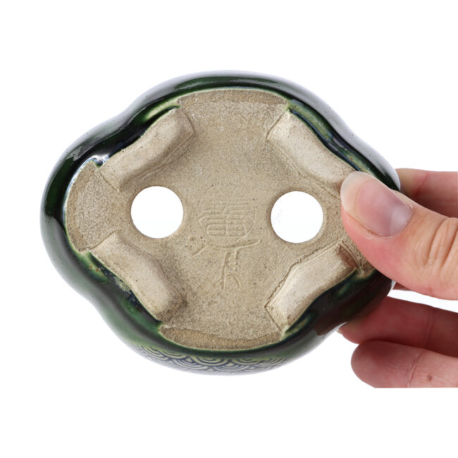 Mokko groene bonsaipot van Terahata Satomi Mazan - 101 x 87 x 40 mm